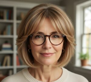 coupe de cheveux femme 50 ans avec lunettes